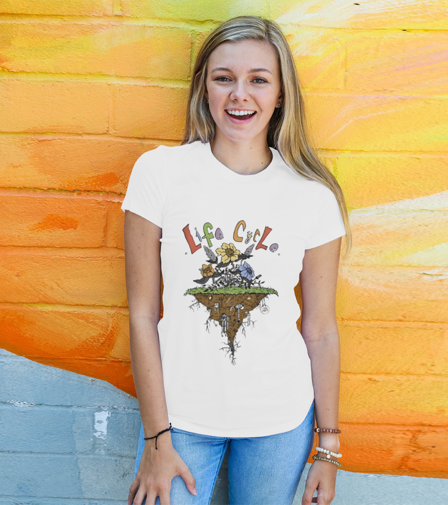 Life Cycle Floating Island With Colorful Flowers T-Shirt
