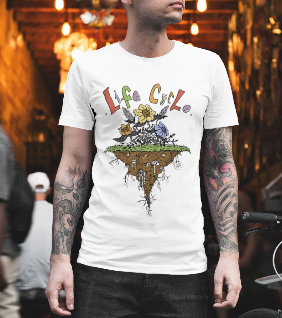 Life Cycle Floating Island With Colorful Flowers T-Shirt