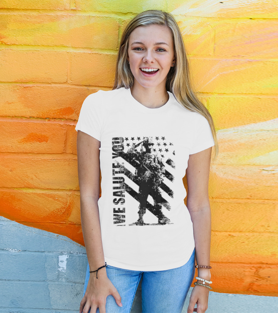 We Salute You Soldier American Flag Military Stars Stripes T-Shirt