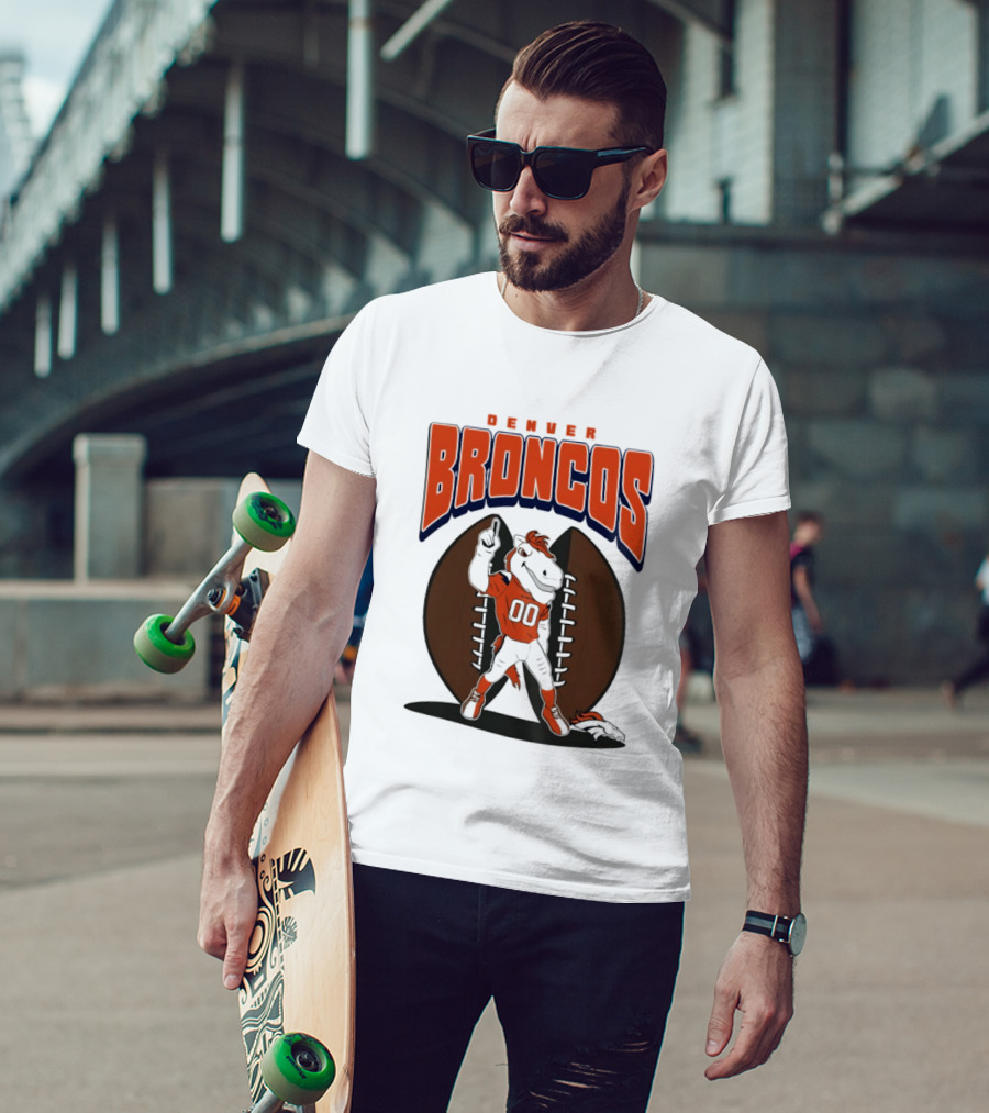 Denver Broncos 2026 Mascot Miles And Football T-Shirt