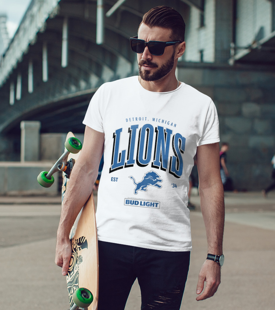Detroit Michigan Lions Est '34 Bud Light T-Shirt