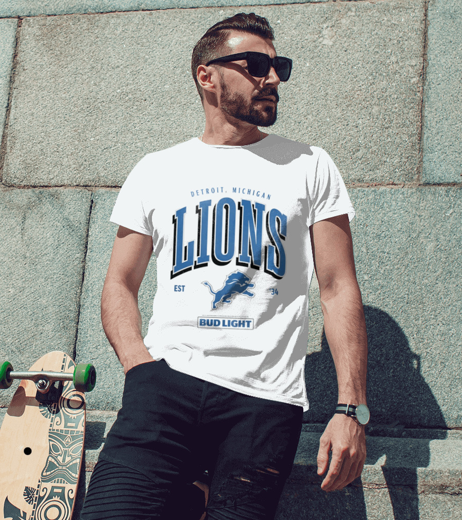 Detroit Michigan Lions Est '34 Bud Light T-Shirt