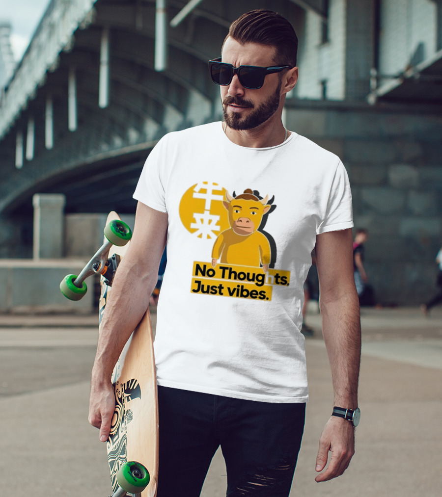 Niu Lai Ox No Thoughts Just Vibes Yellow T-Shirt