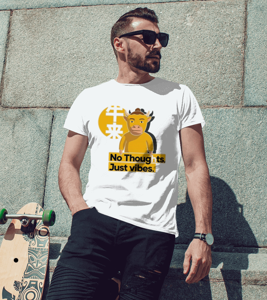 Niu Lai Ox No Thoughts Just Vibes Yellow T-Shirt
