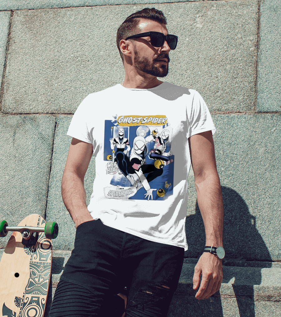Ghost Spider Web Head Spider Man T-Shirt
