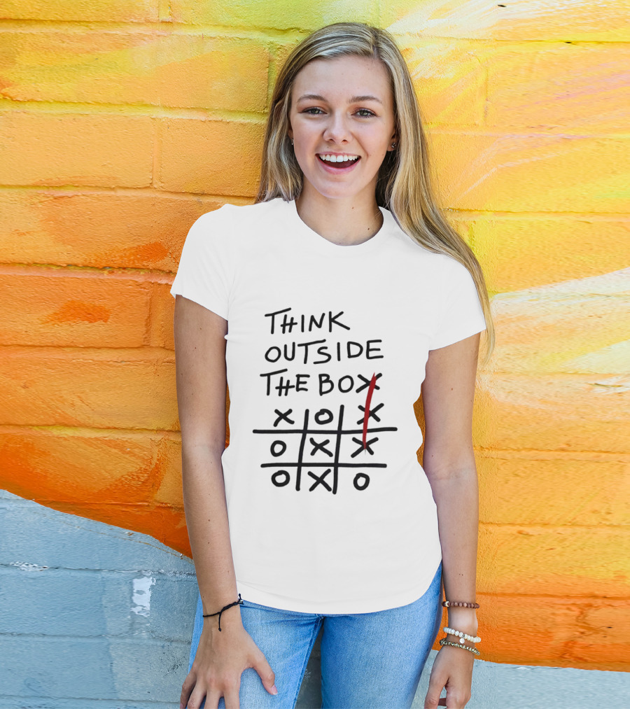 Think Outside The Box Tic Tac Toe Creativity Strategy Game Winning Move T-Shirt