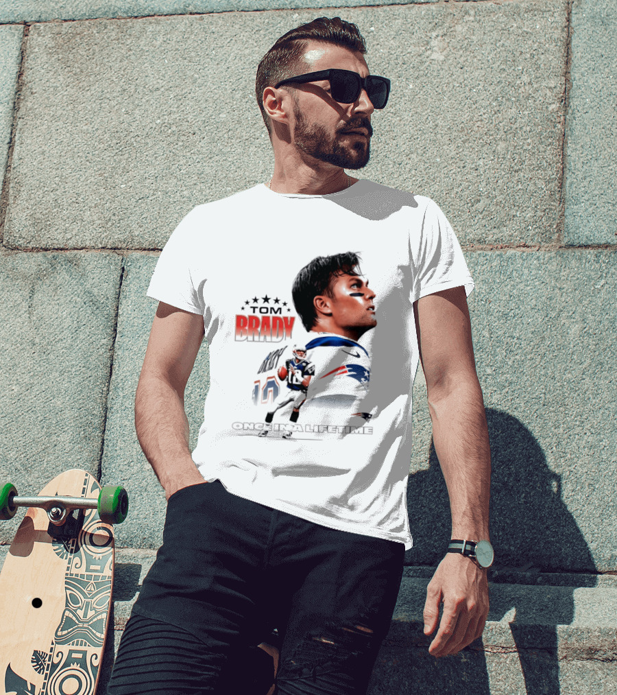 Tom Brady New England Patriots Once In A Lifetime Stars Collage T-Shirt