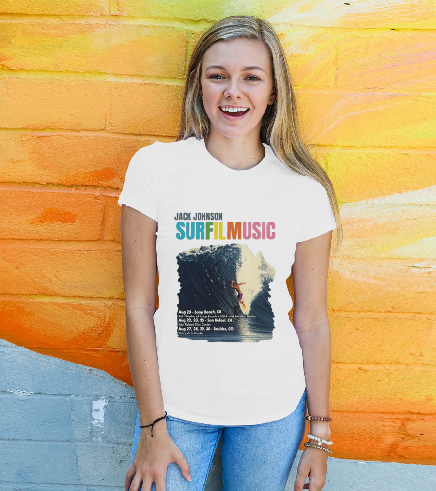Jack Johnson Surf Film Music Long Beach Art Theatre Aug 23 2026 T-Shirt