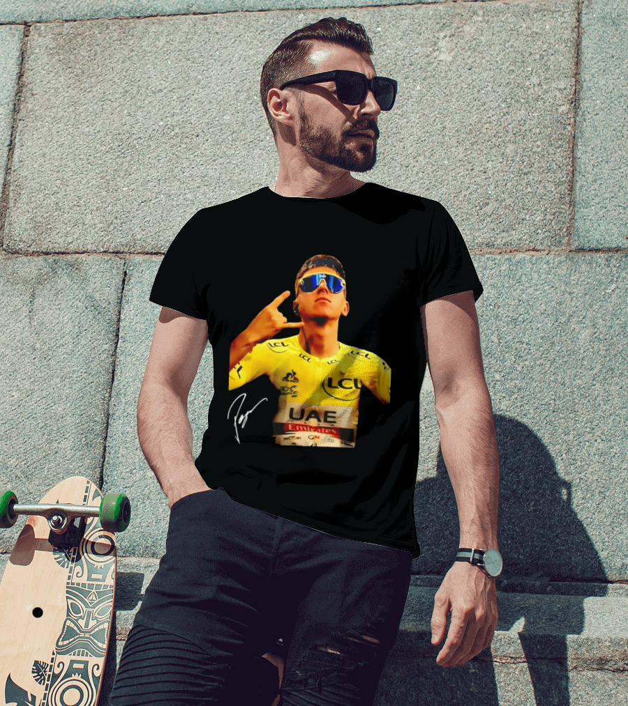 Tadej Pogacar UAE Emirates Cycling Team Slovenia LCL Yellow Jersey T-Shirt