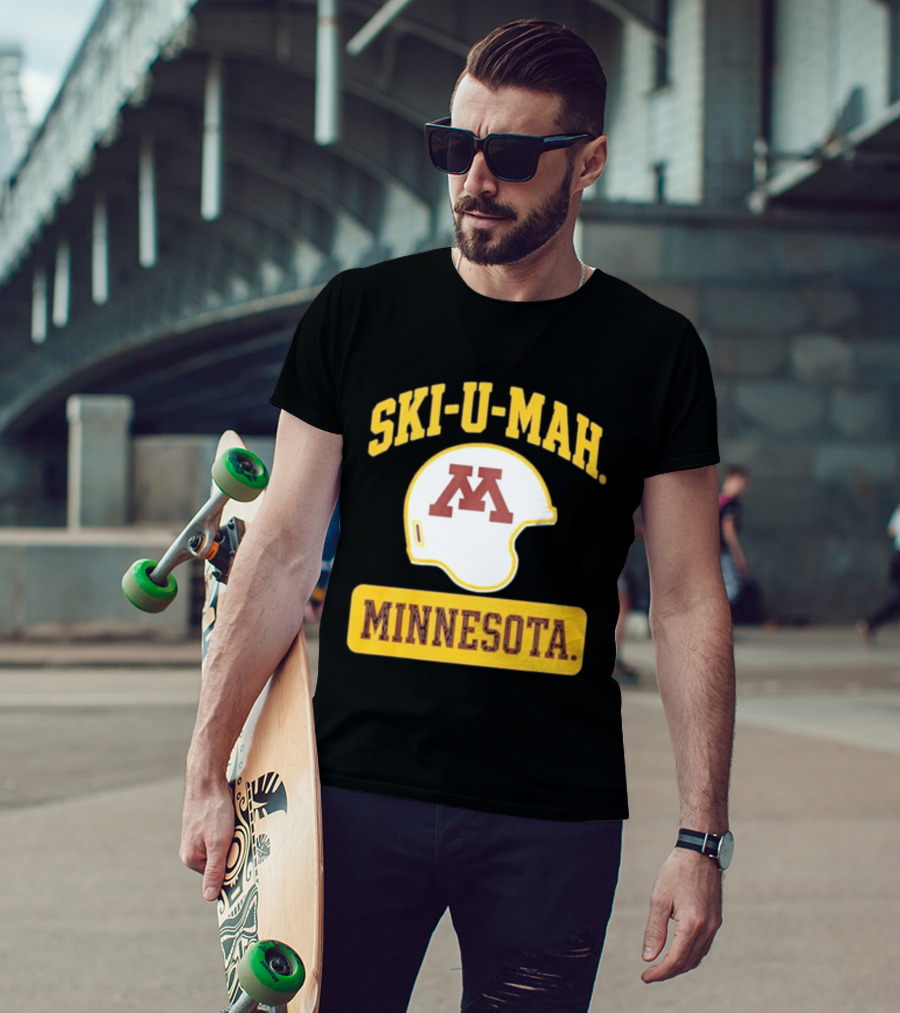 Mills Armbruster Ski U Mah Minnesota Football Helmet T-Shirt