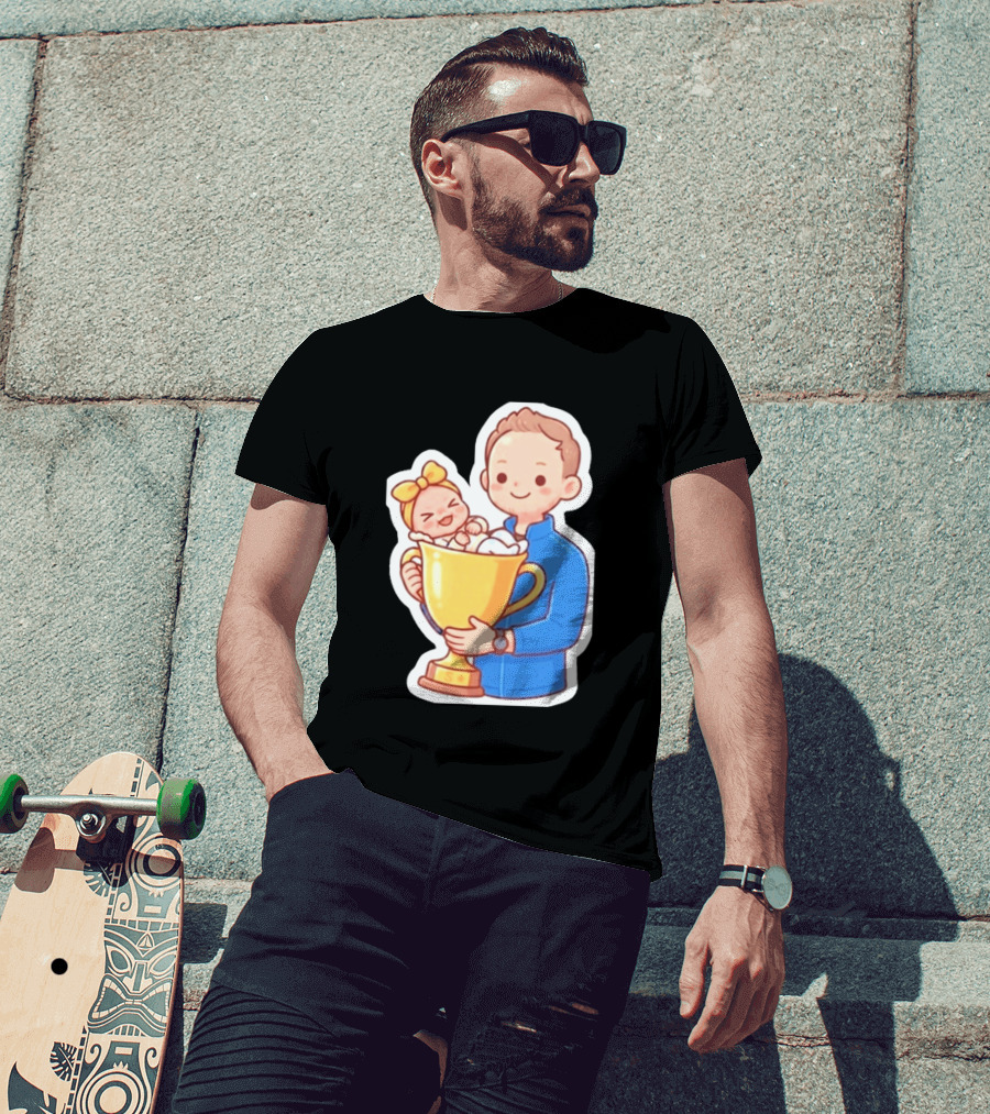 My Greatest Trophy Dad Holding Baby In Golden Cup T-Shirt