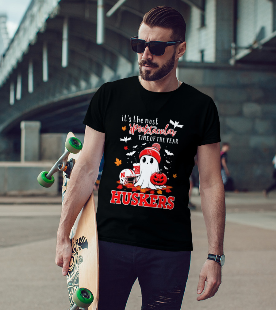 Nebraska Cornhuskers Spooktacular Halloween Ghost Huskers Football Time 2026 T-Shirt