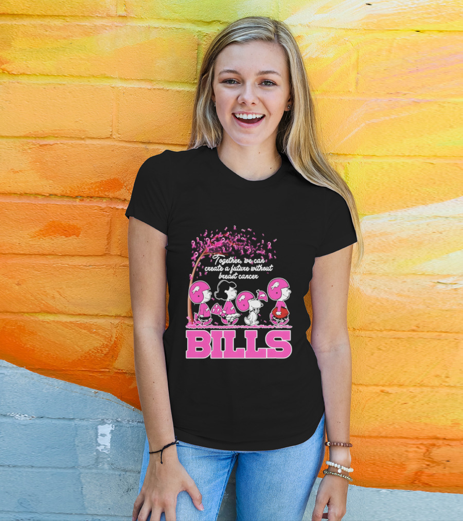 Peanuts Buffalo Bills Together We Can Create A Future Without Breast Cancer T-Shirt