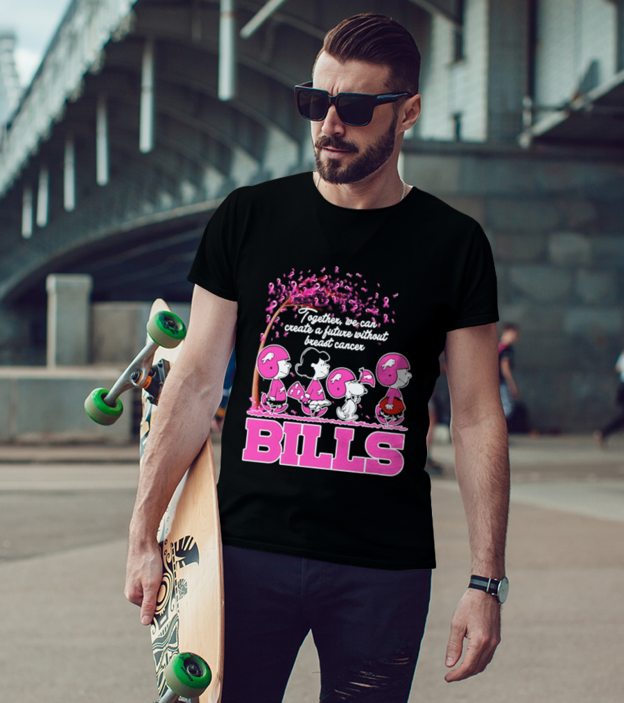 Peanuts Buffalo Bills Together We Can Create A Future Without Breast Cancer T-Shirt