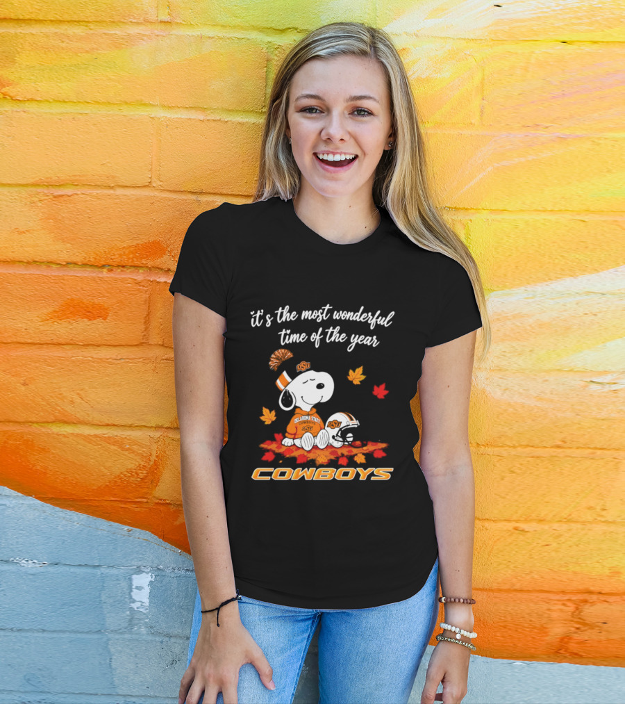 Snoopy Oklahoma State Cowboys It's The Most Wonderful Time Of The Year Halloween 2026 T-Shirt