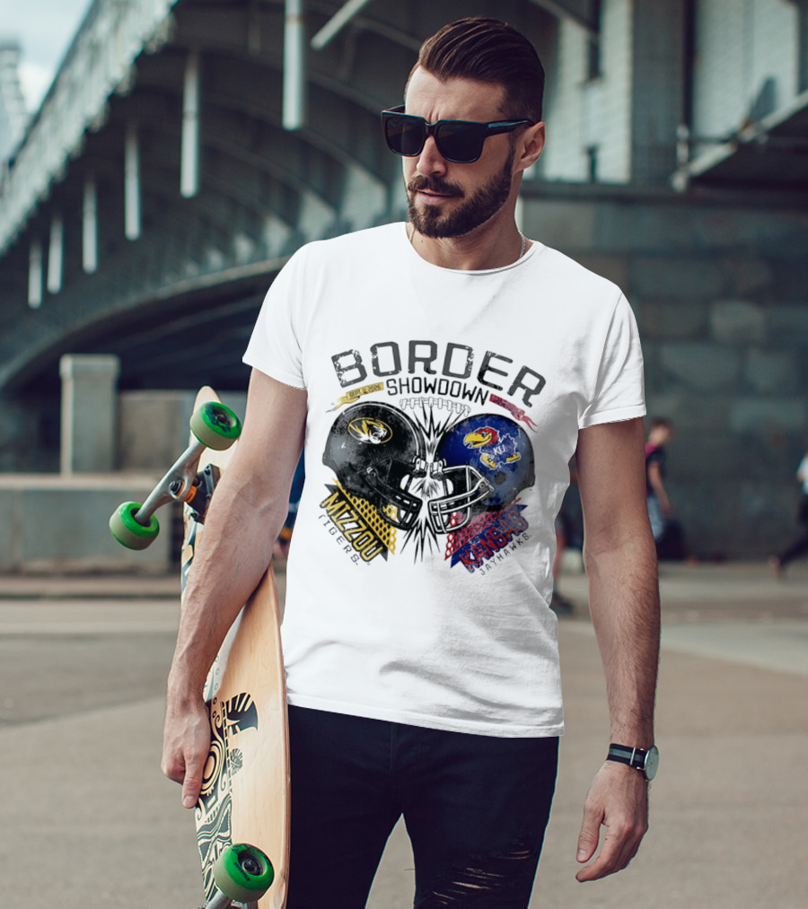 Kansas Jayhawks Missouri Tigers NCAA Border Showdown 2026 Helmet Matchup September 12 T-Shirt