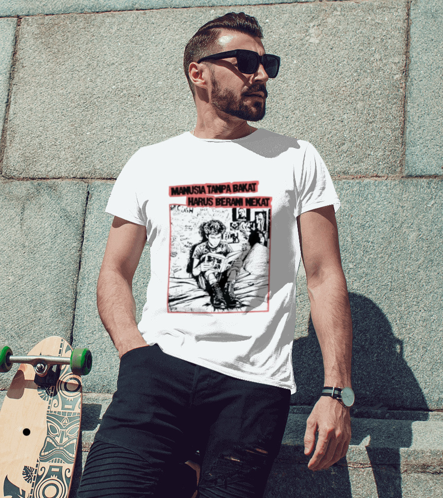 Manusia Tanpa Bakat Harus Berani Nekat Punk Collage T-Shirt