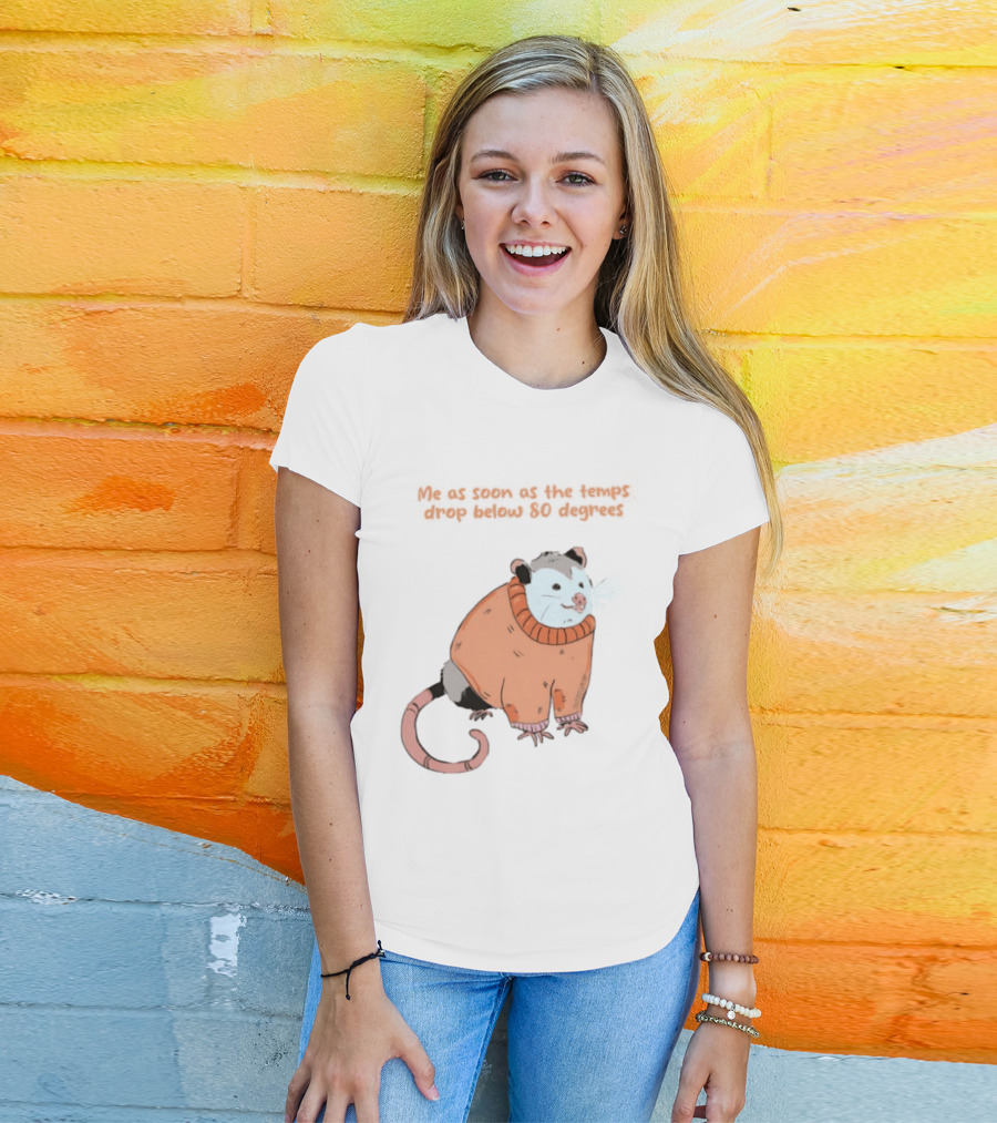 Opossum Cozy Sweater Temps Below 80 Degrees T-Shirt