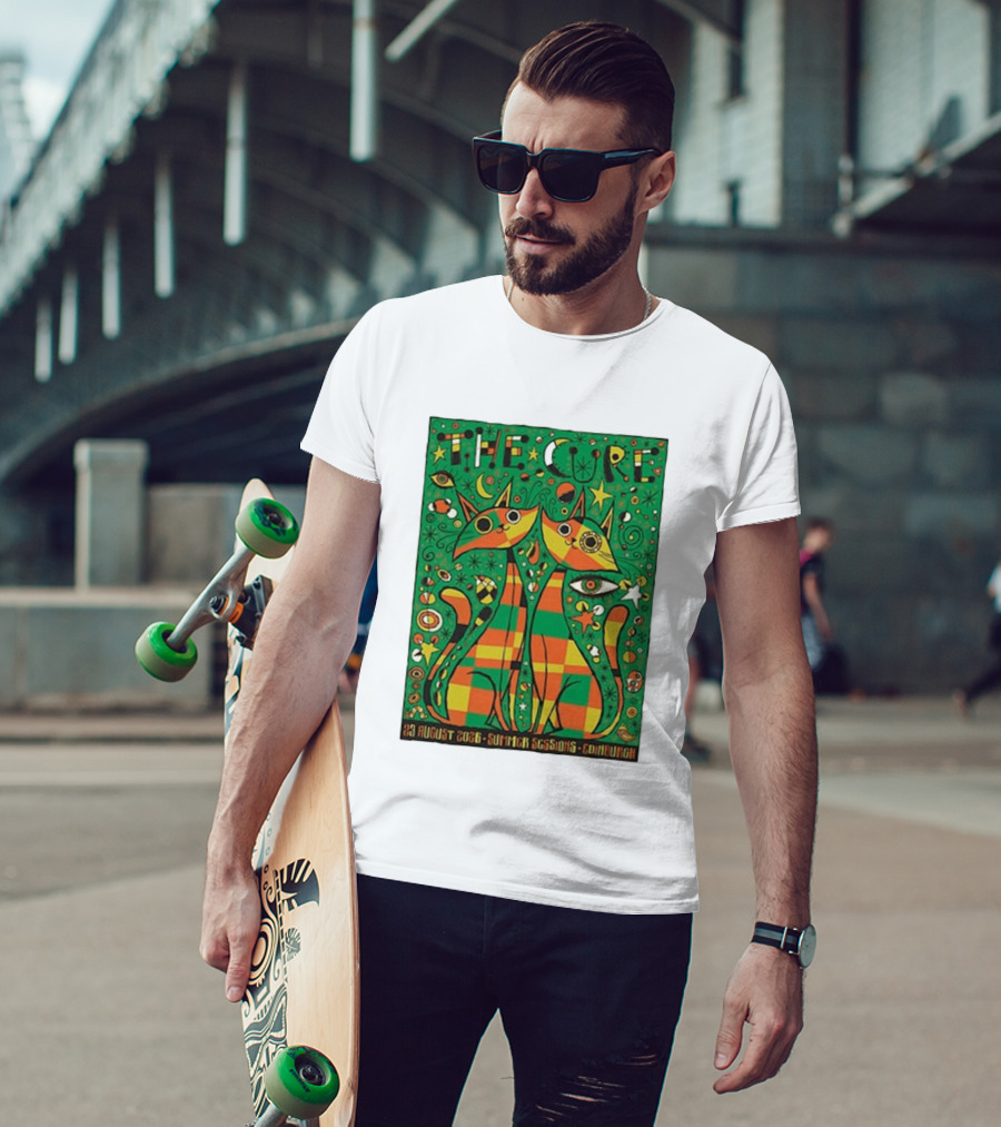 The Cure Summer Sessions Edinburgh August 2026 Two Cats Psychedelic T-Shirt