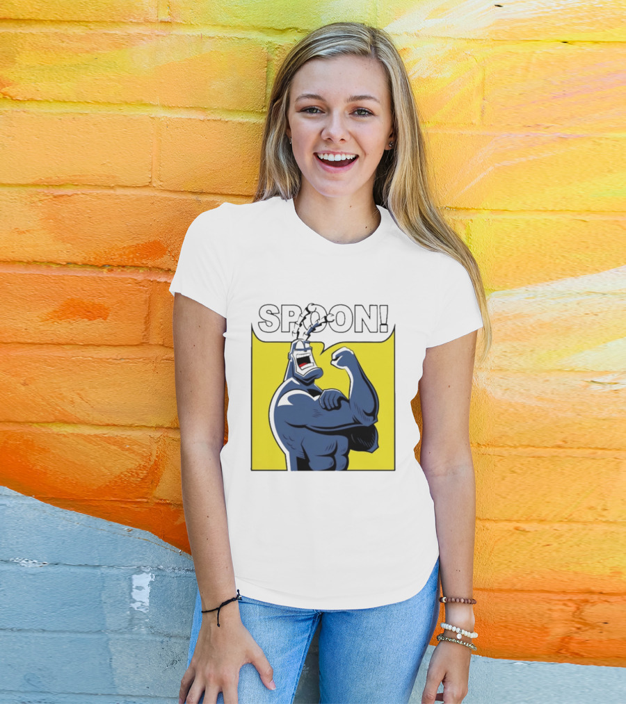 Spoon Mighty Hero Cartoon Catchphrase T-Shirt