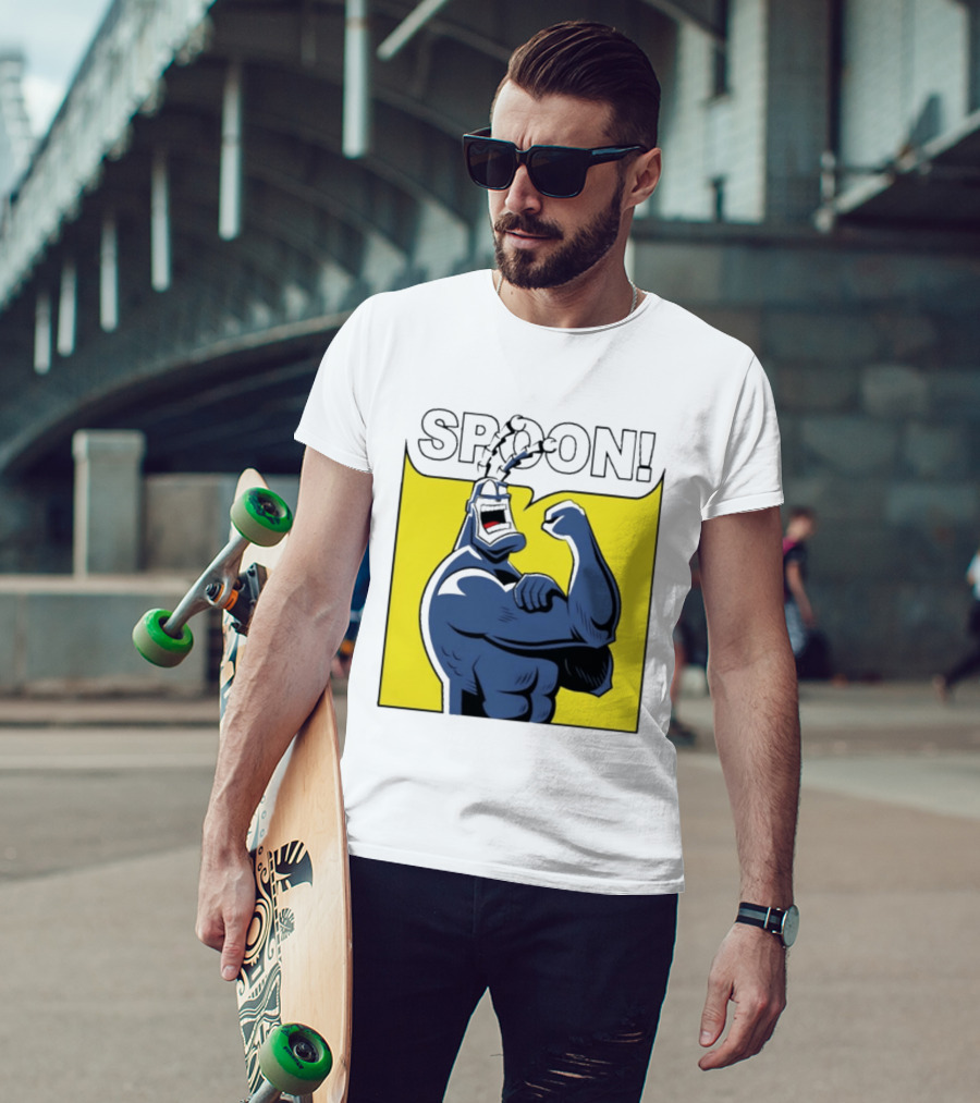 Spoon Mighty Hero Cartoon Catchphrase T-Shirt