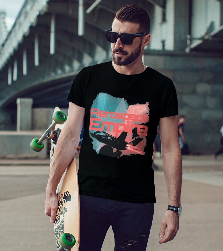 Aerospace Empire Futuristic Jet With Vapor Trails And Vibrant Color Palette T-Shirt