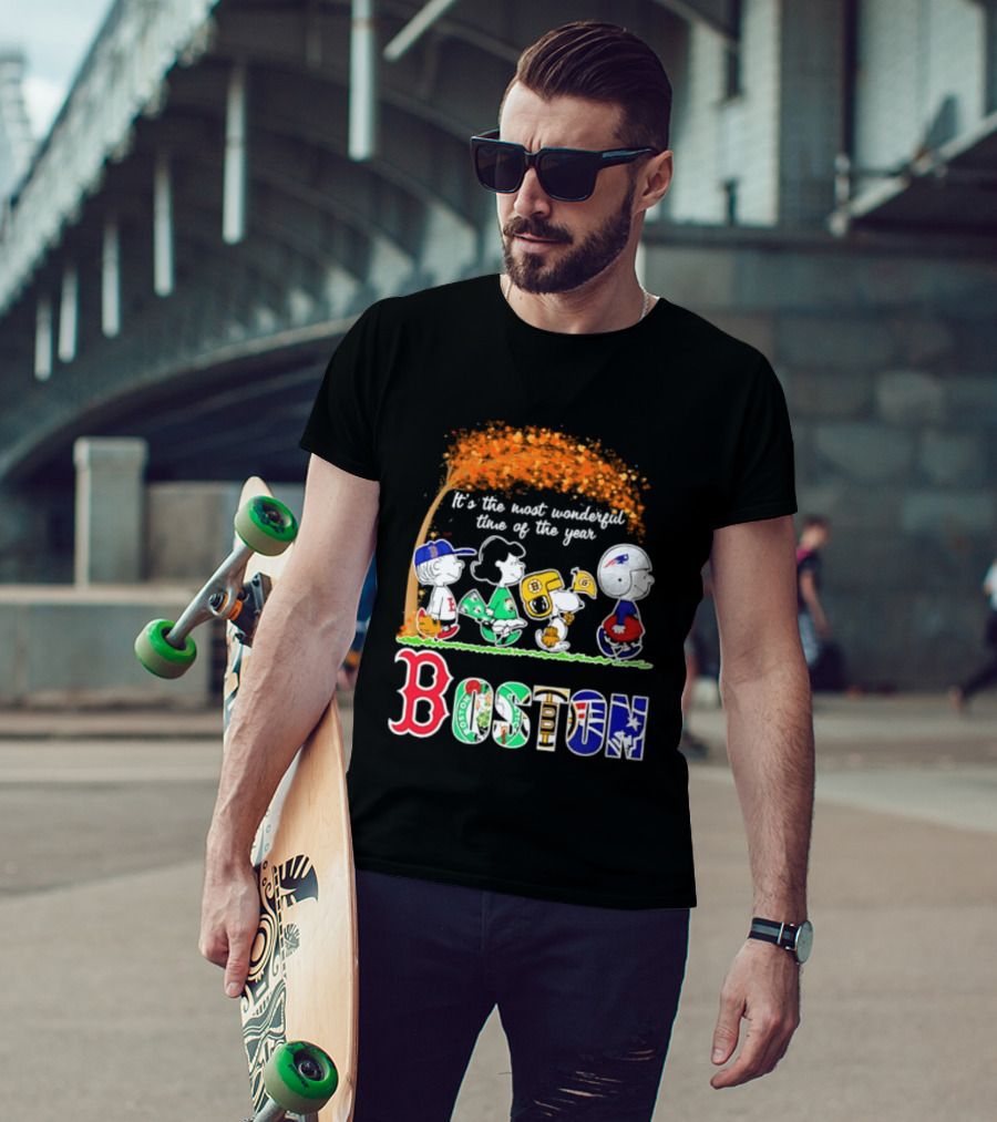 Boston Sports Team X Peanuts It's The Most Wonderful Time Of The Year Halloween 2026 Fall Autumn T-Shirt