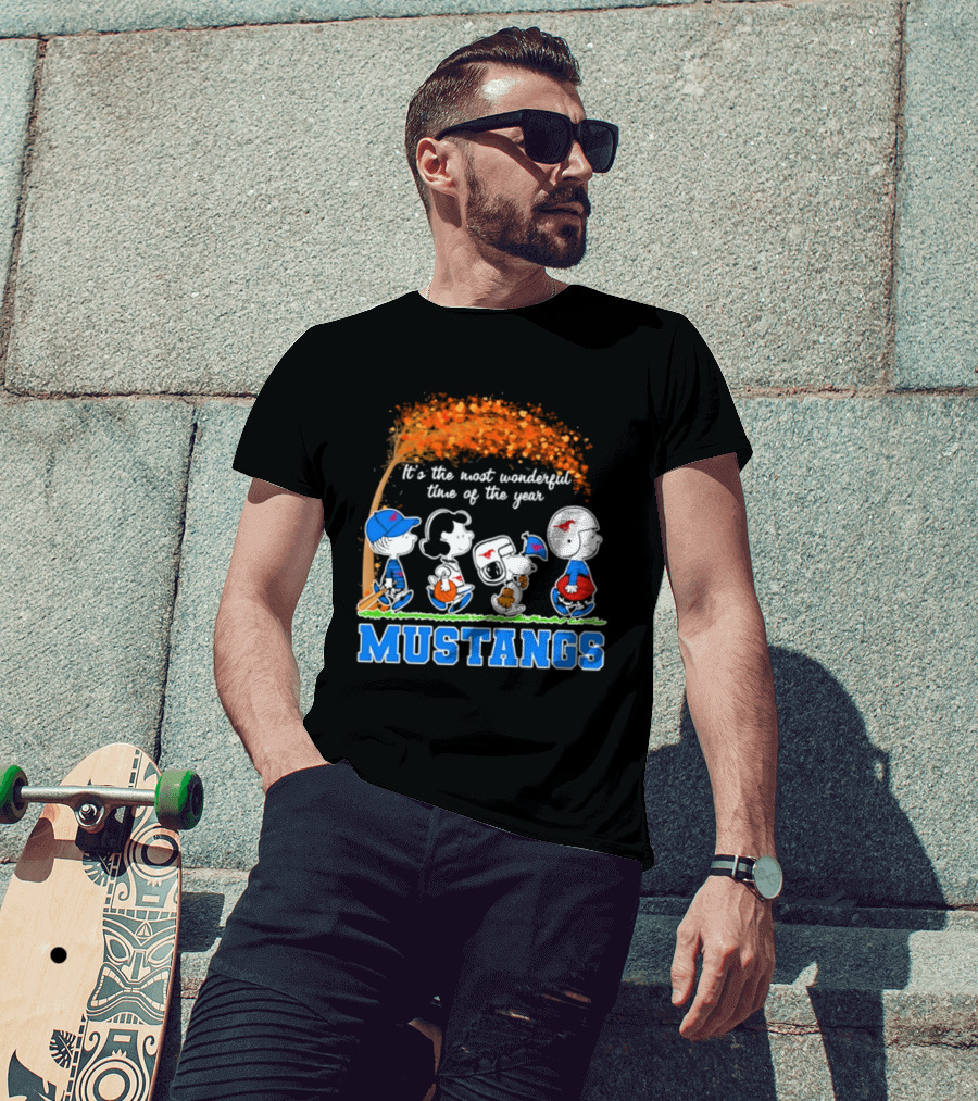 SMU Mustangs Peanuts Most Wonderful Time Of The Year Fall Halloween 2026 T-Shirt
