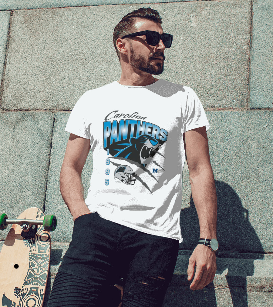 Carolina Panthers 1995 Bagheera Helmet NFL Inaugural Season T-Shirt