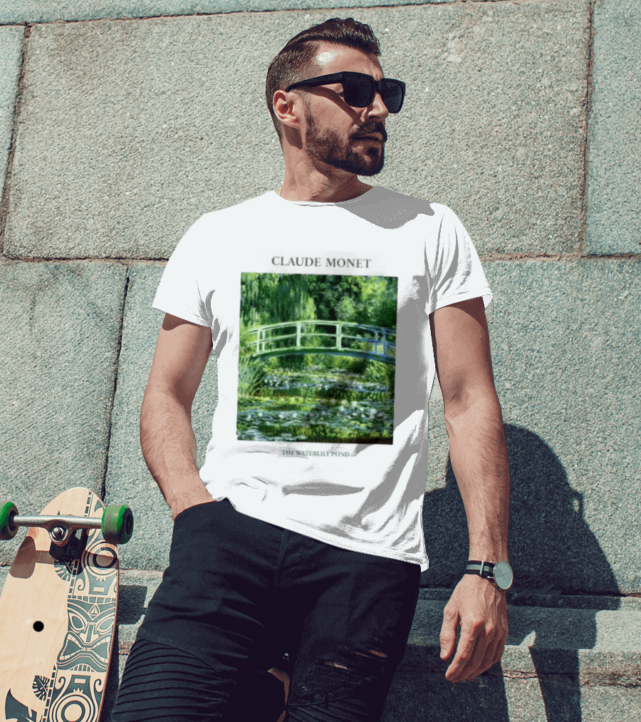 Claude Monet The Waterlily Pond Painting Scenic Landscape T-Shirt