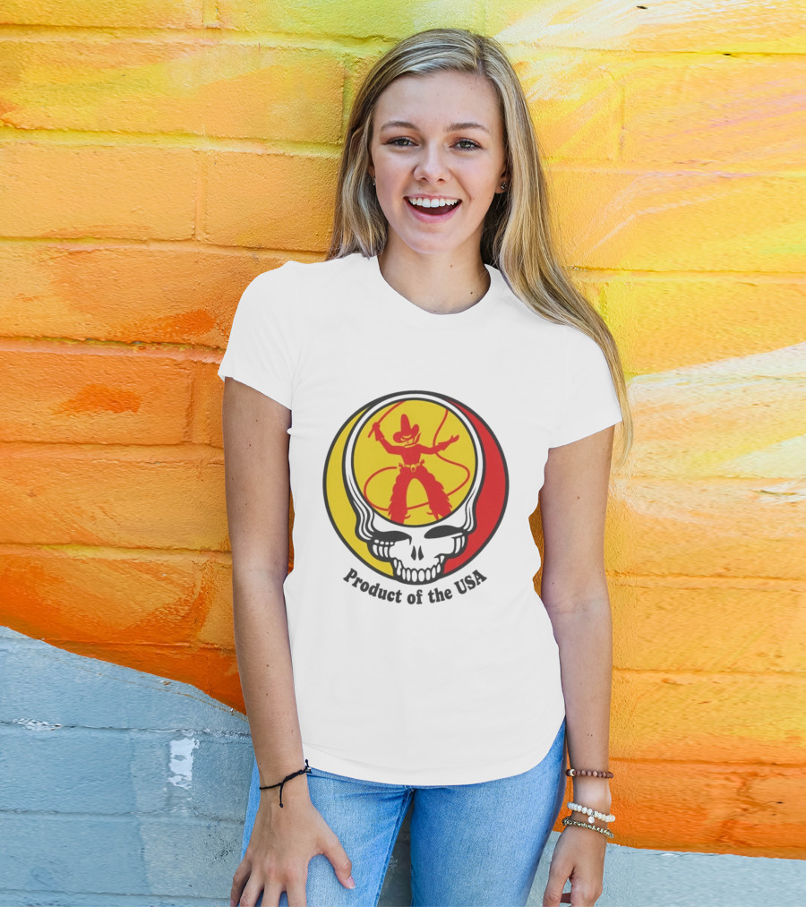 Dead Set Texas Pete Hot Sauce Cowboy Roper Skull USA T-Shirt