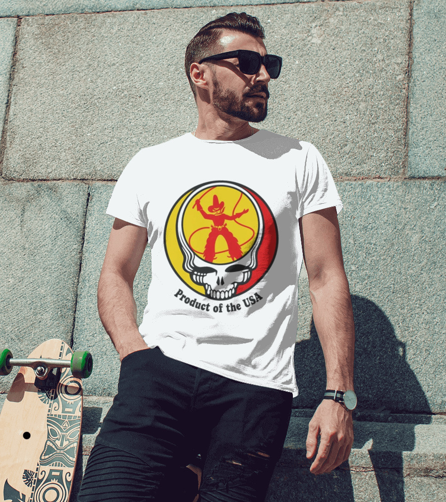 Dead Set Texas Pete Hot Sauce Cowboy Roper Skull USA T-Shirt