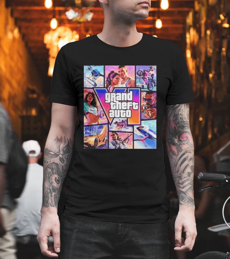 Grand Theft Auto VI Vice City Stories Helicopter Motorbike Rockstar Games T-Shirt