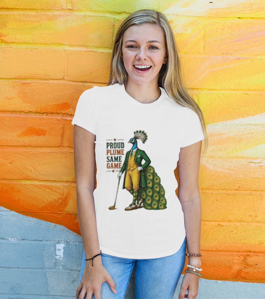 Proud Plume Same Game Peacock Golf Club Cartoon T-Shirt