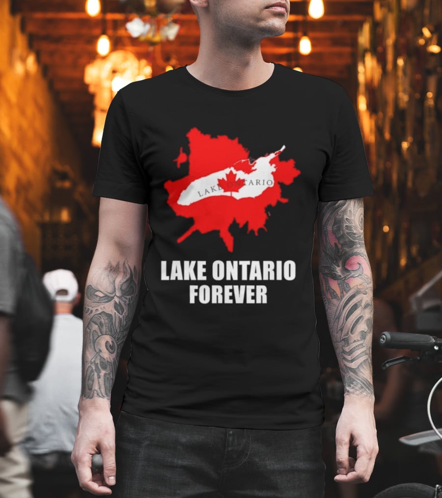 Lake Ontario Forever Canada Map Red Leaf T-Shirt