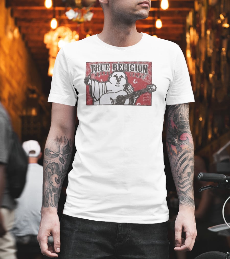 True Religion Brand Jeans Crystal Buddha Bandana T-Shirt