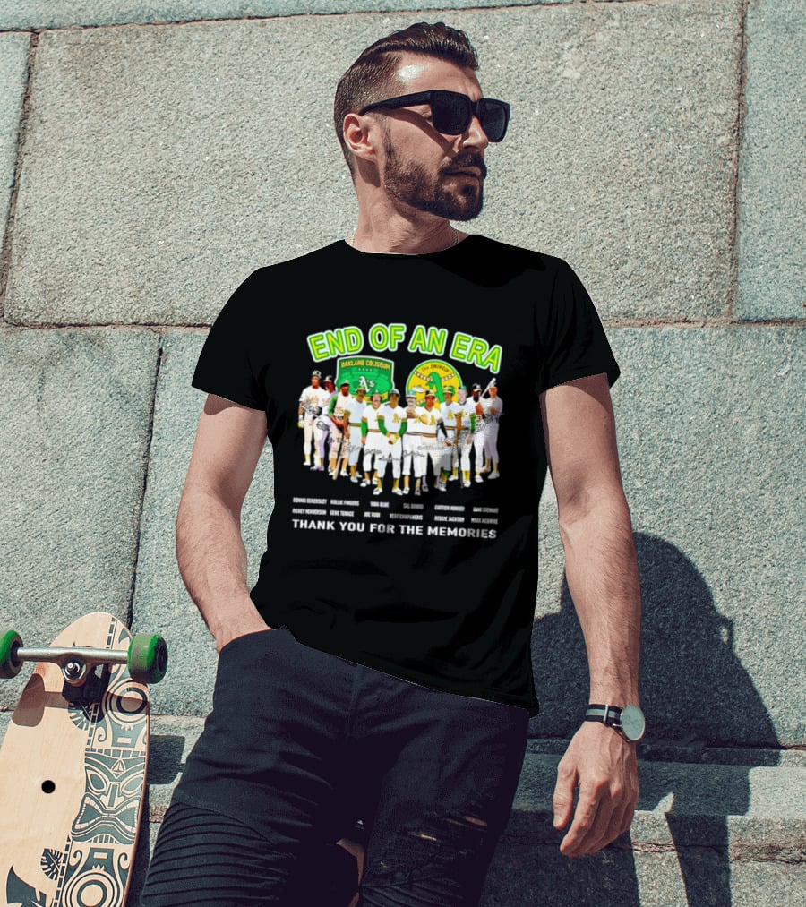 Oakland Athletics End Of An Era Oakland Coliseum A's Logo Thank You For The Memories T-Shirt