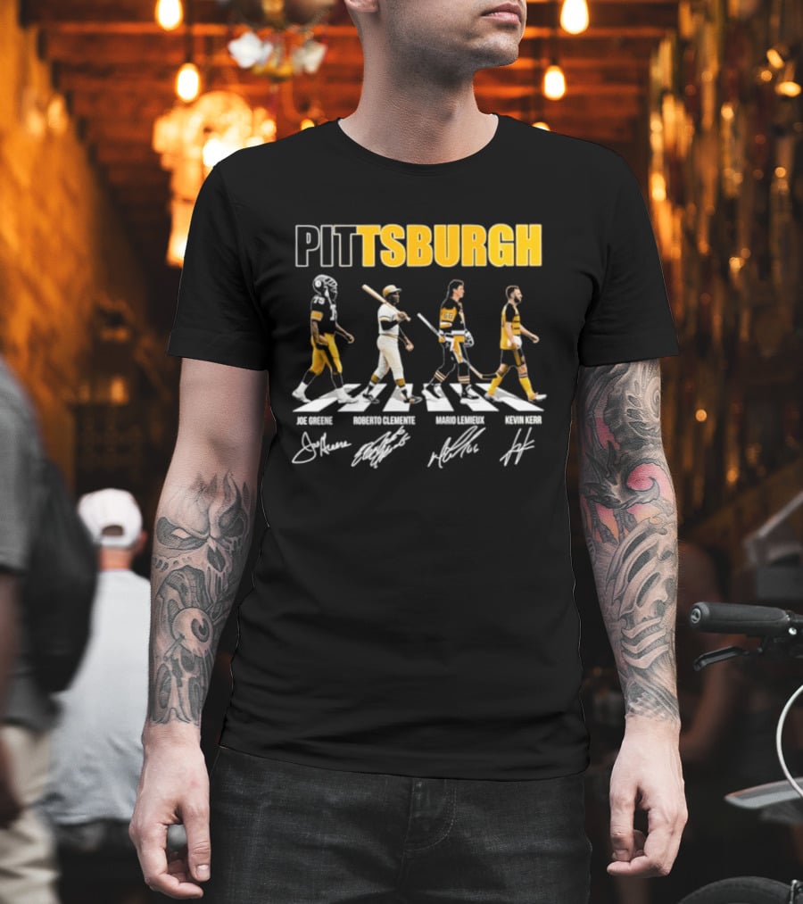 Pittsburgh Steelers Pirates Penguins Crossing Signatures T-Shirt