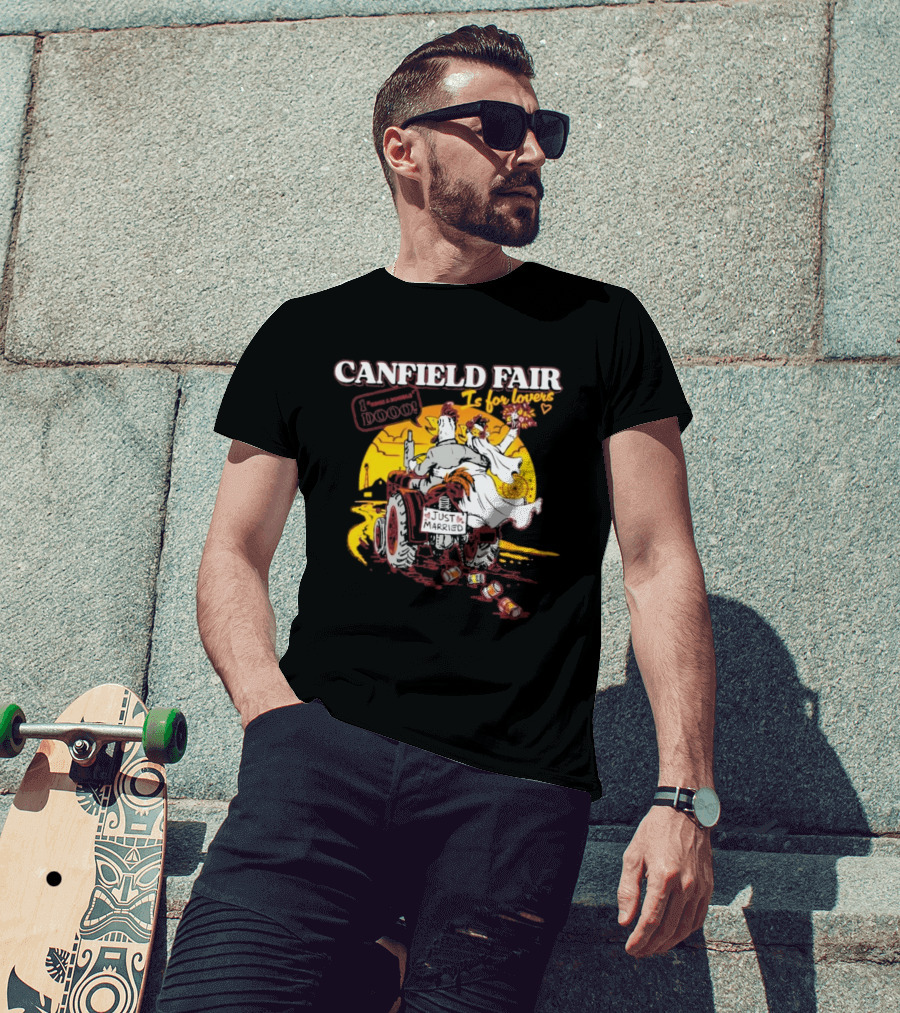 Canfield Fair Just Married Romance Tractor Boom Sunset T-Shirt