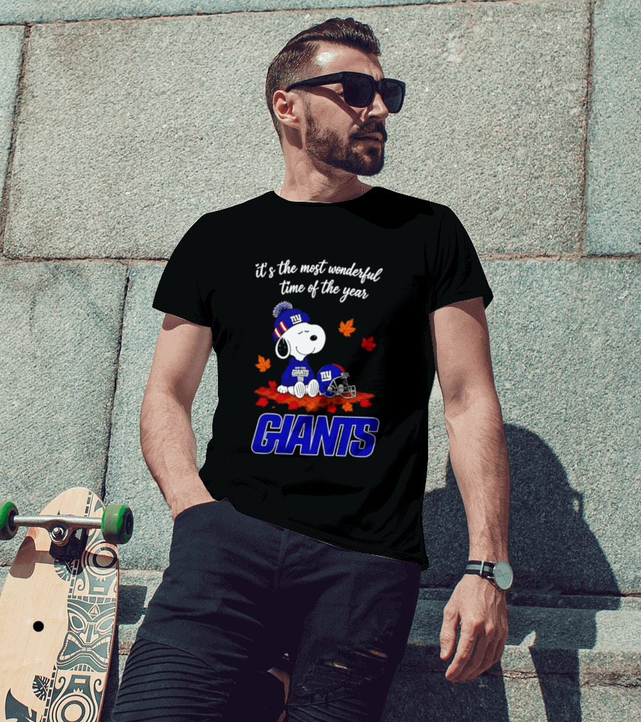 New York Giants Snoopy Fall Halloween 2026 Most Wonderful Time Of The Year T-Shirt