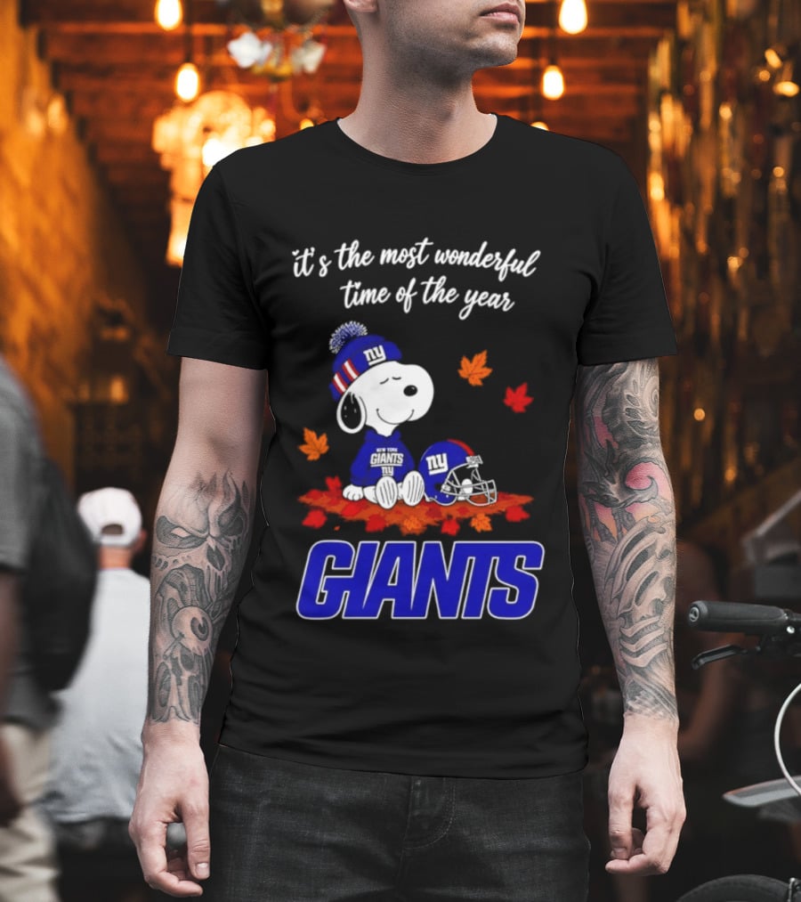 New York Giants Snoopy Fall Halloween 2026 Most Wonderful Time Of The Year T-Shirt