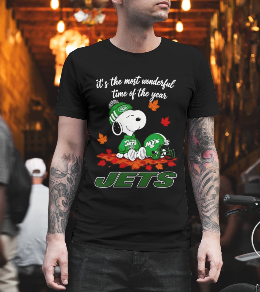 New York Jets Snoopy Fall Halloween 2026 Most Wonderful Time Of The Year T-Shirt