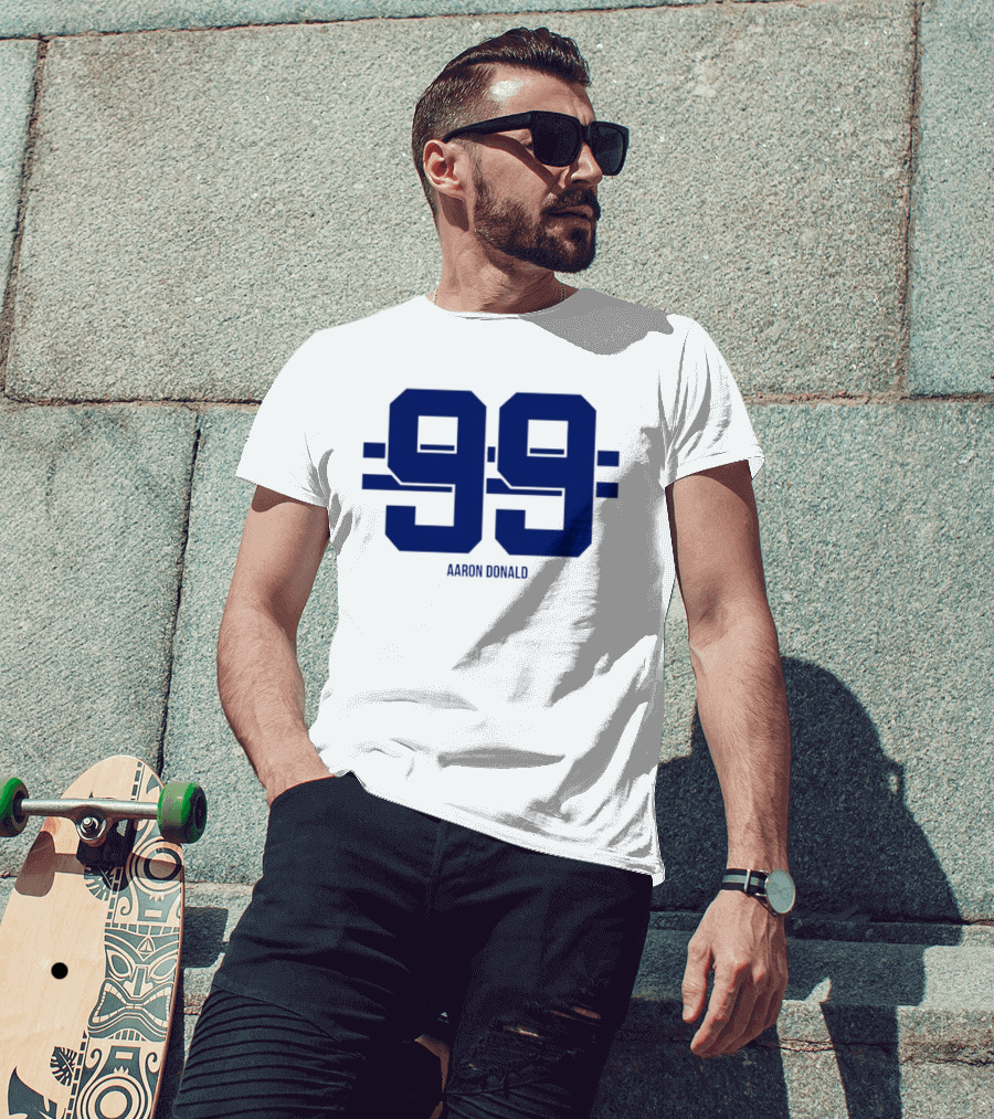 Aaron Donald 99 Los Angeles Rams Stripe Number T-Shirt