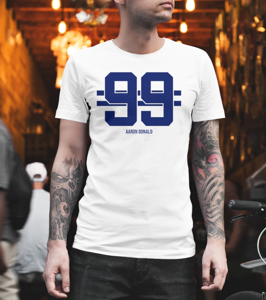 Aaron Donald 99 Los Angeles Rams Stripe Number T-Shirt