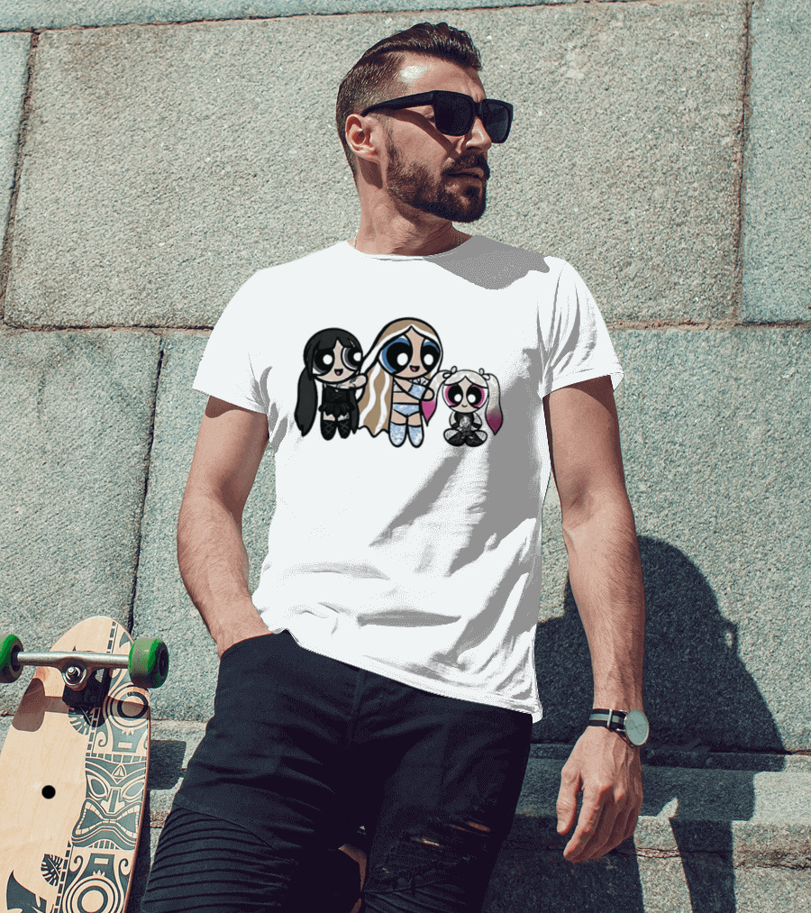 Powerpuff Charlexley Trio In Unique Cartoon T-Shirt