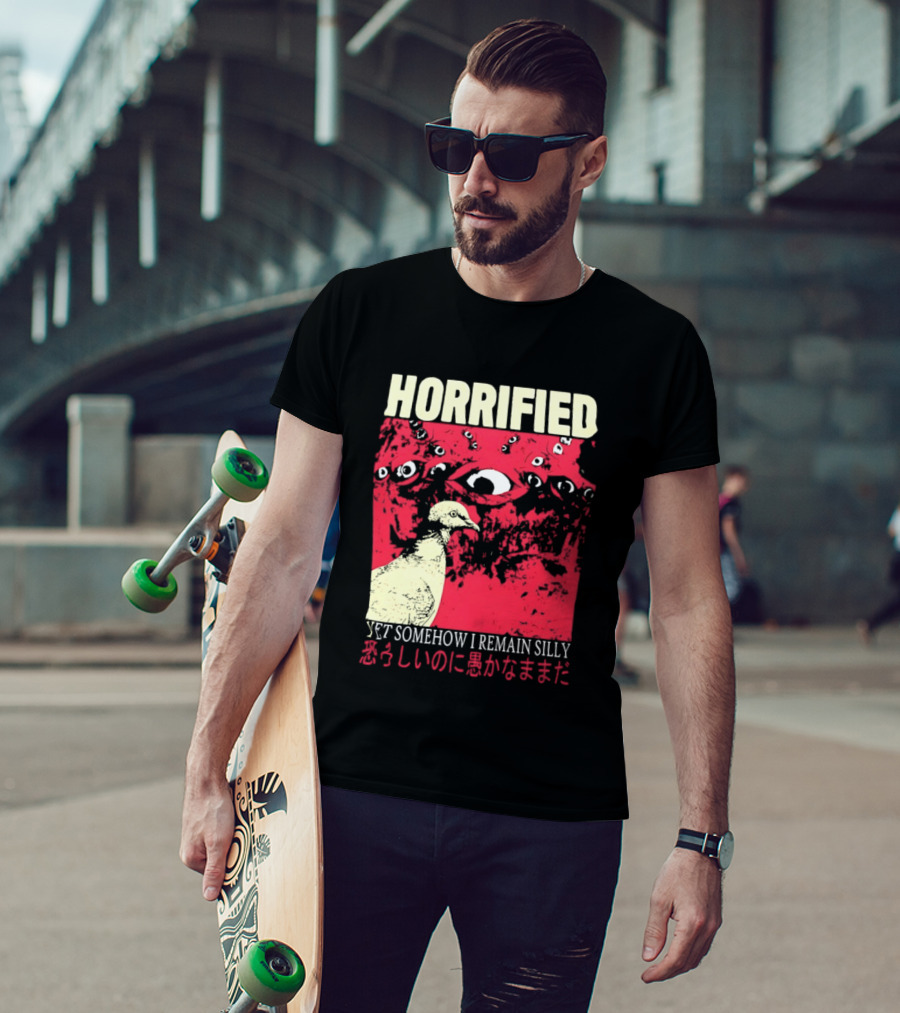 Horrified Pigeon Yet Somehow I Remain Silly Japanese T-Shirt