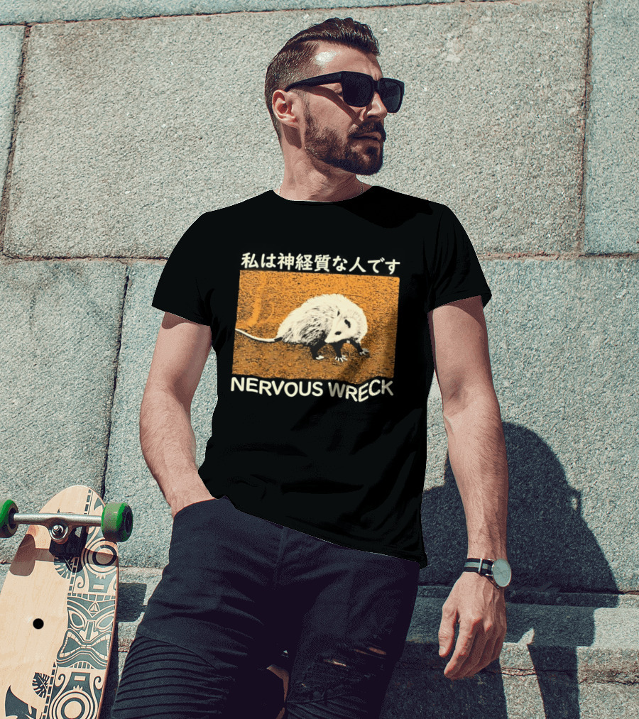 Opossum Nervous Wreck Vintage Style Wildlife Humor T-Shirt
