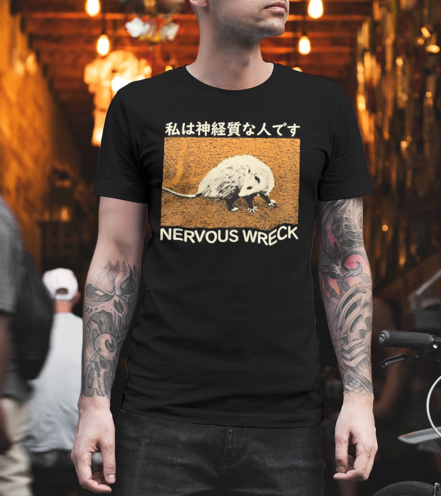 Opossum Nervous Wreck Vintage Style Wildlife Humor T-Shirt