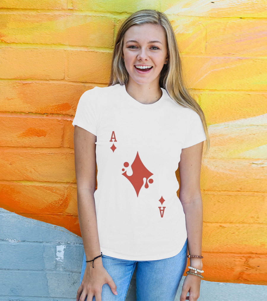 Ace Of Diamonds Playing Card Red Stylized T-Shirt