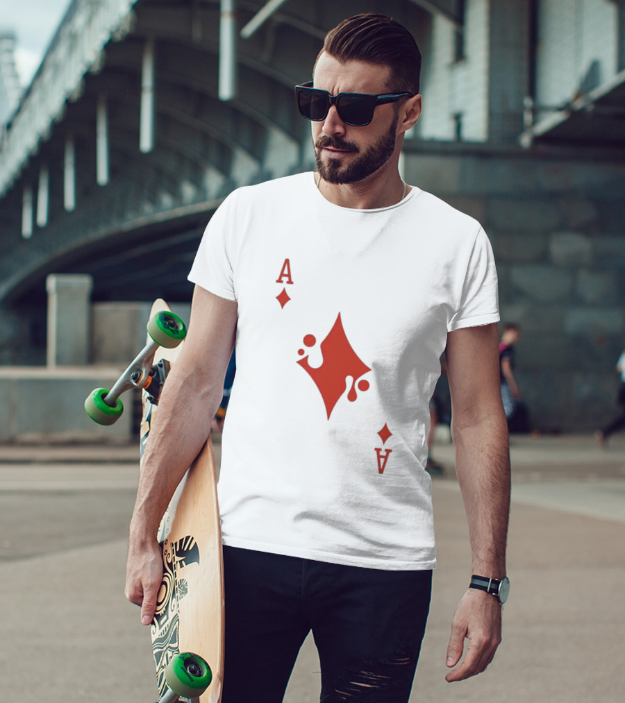 Ace Of Diamonds Playing Card Red Stylized T-Shirt